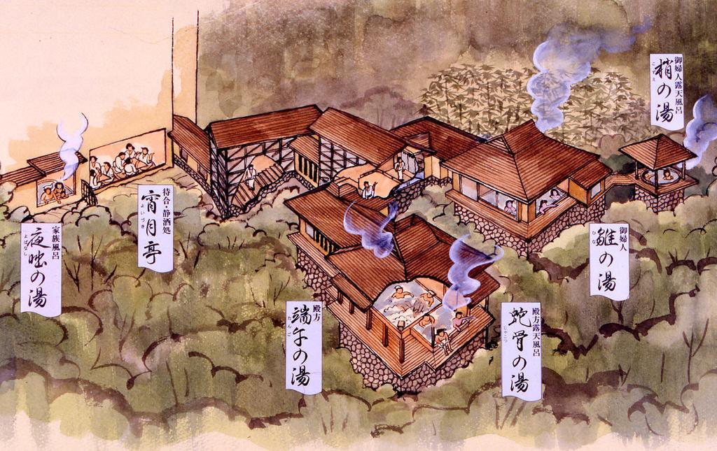 Hakone Tokinoshizuku Hotel Ngoại thất bức ảnh A 19th-century painting of a Japanese village
